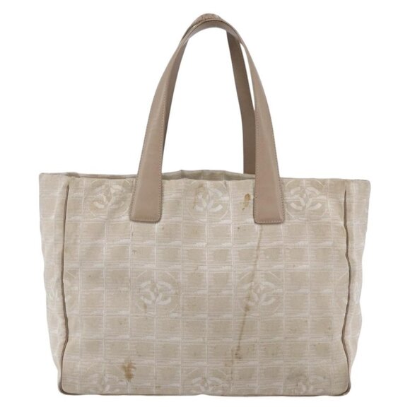 CHANEL New Travel Line Tote Bag Nylon Beige Gold CC Auth ti3466 - Picture 3 of 16